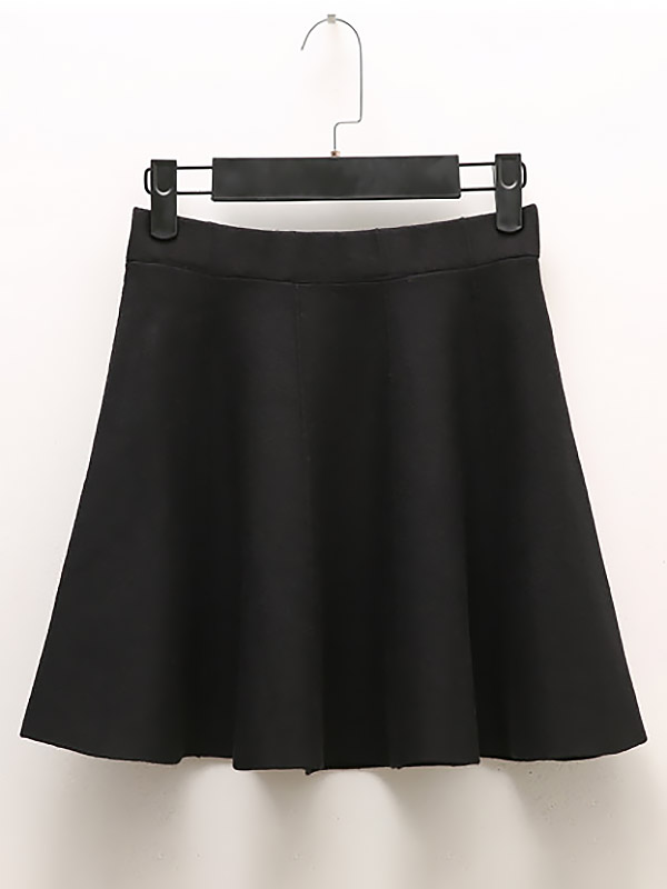 White Notch Hem Knit Top with Black Skirt