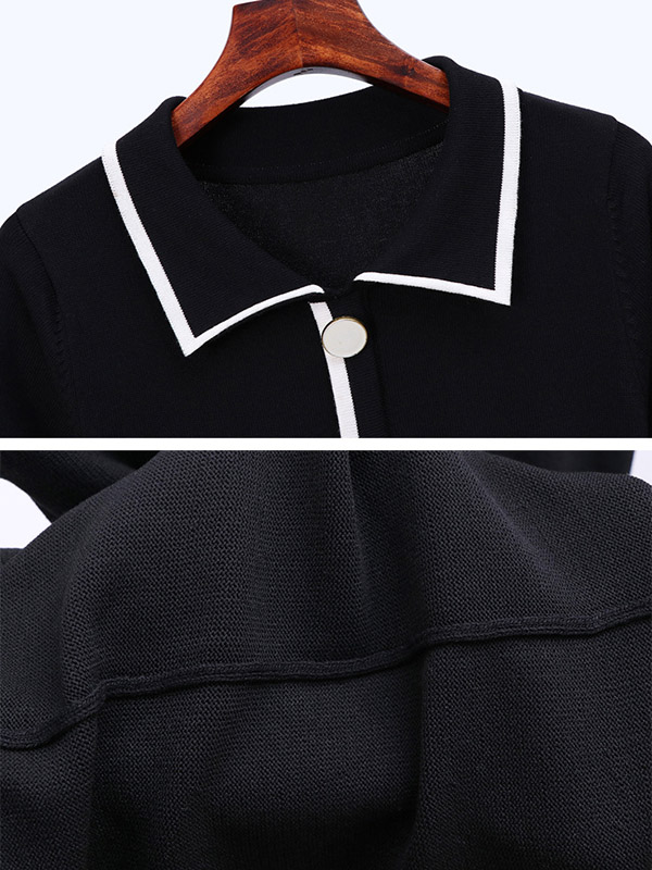 Black Color Block Polo Knit Dress