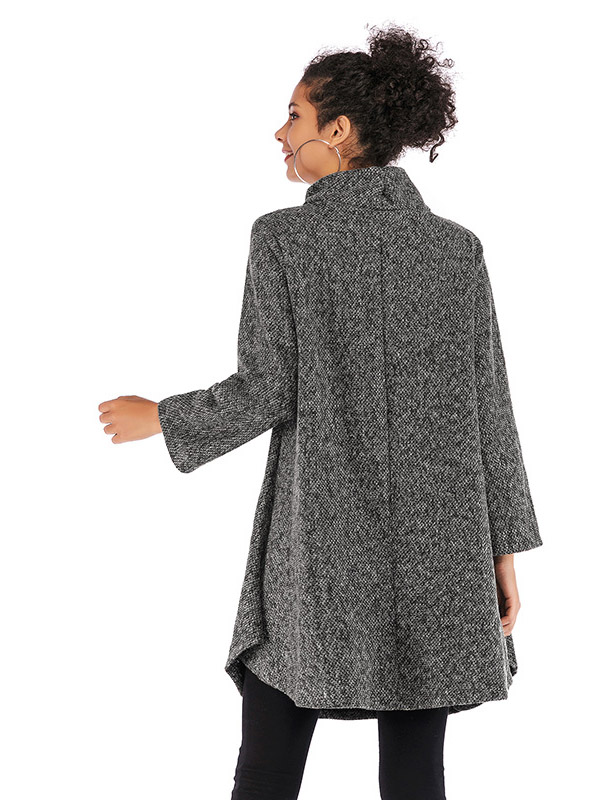 Grey High Neck Cape Style Knitted Dress