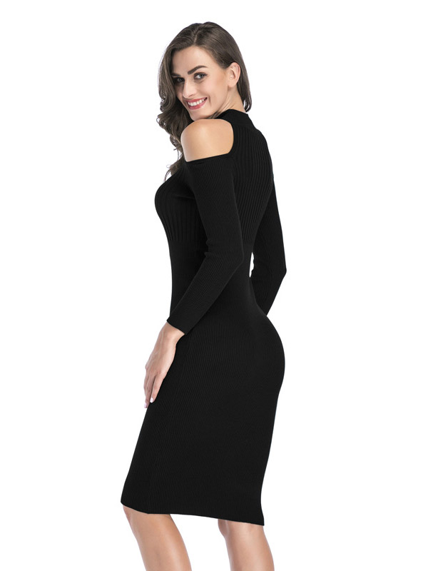 Black Cutout Cold Shoulder Bodycon Dress