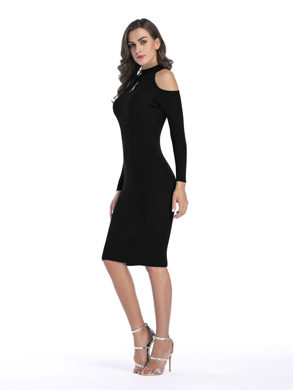 Black Cutout Cold Shoulder Bodycon Dress