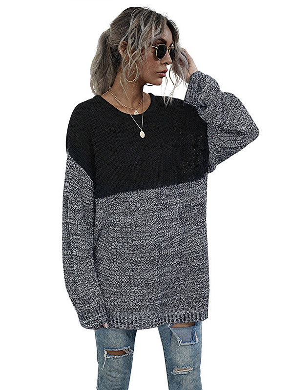 Black Round Neck Pullover Jumper