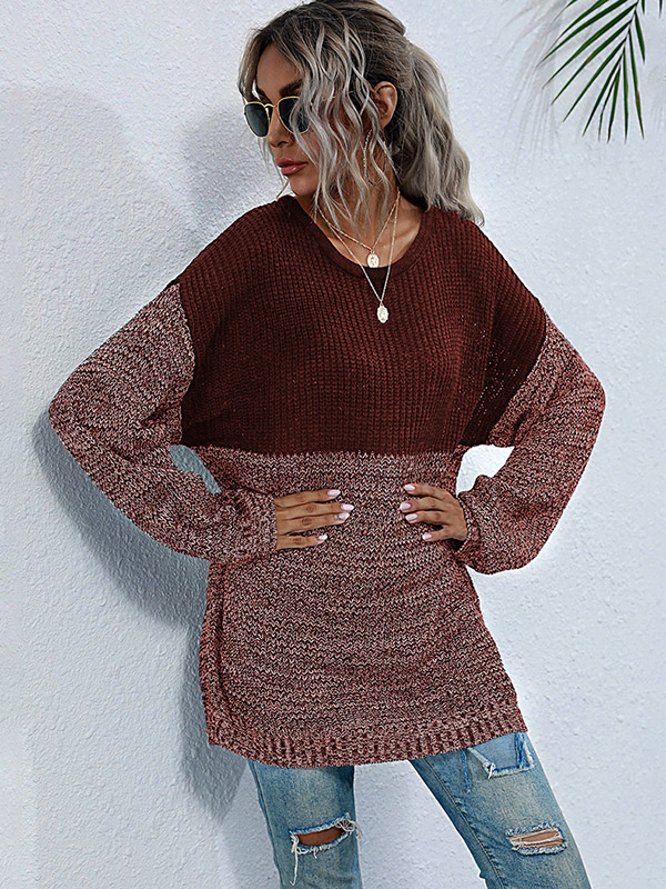 Burgundy Round Neck Pullover Jumper