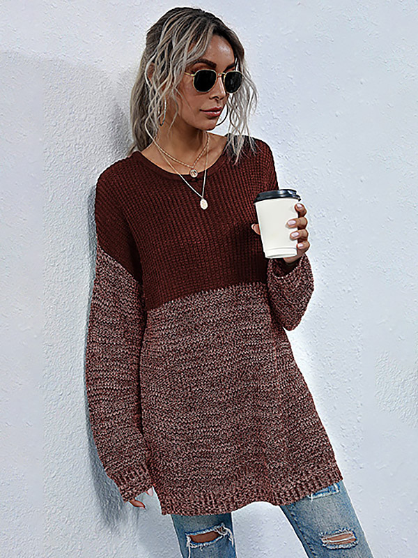 Burgundy Round Neck Pullover Jumper