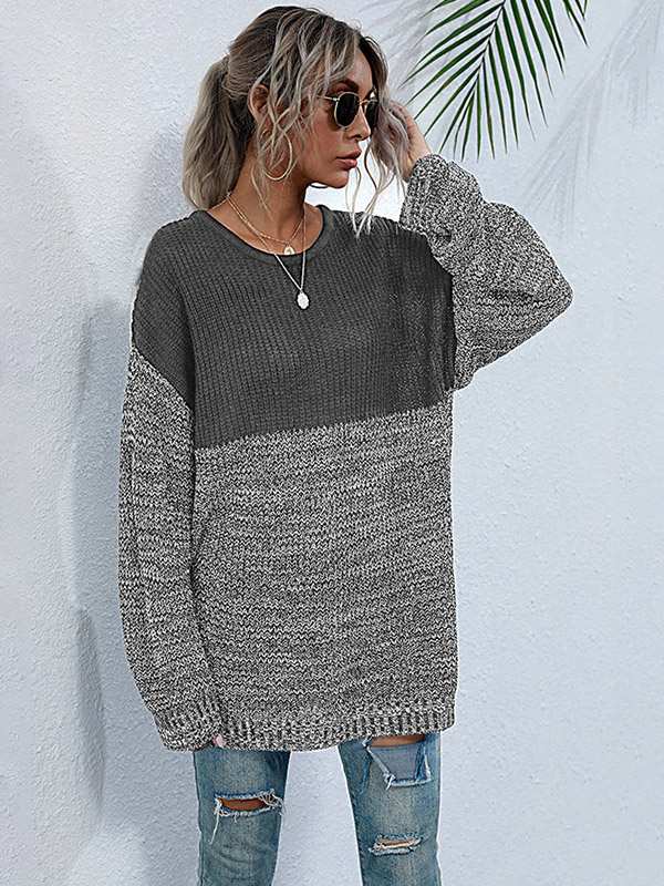 Dark Grey Round Neck Pullover Jumper