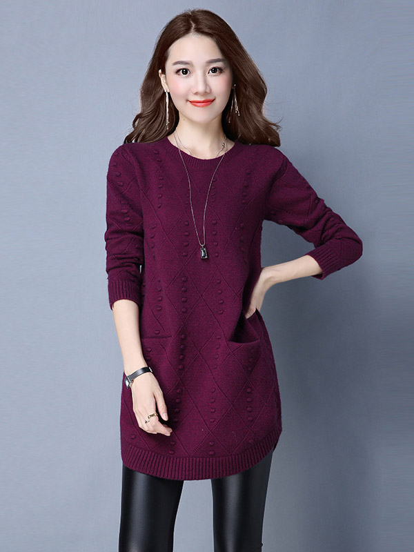 Fuchsia Round Neck Mini Knit Dress