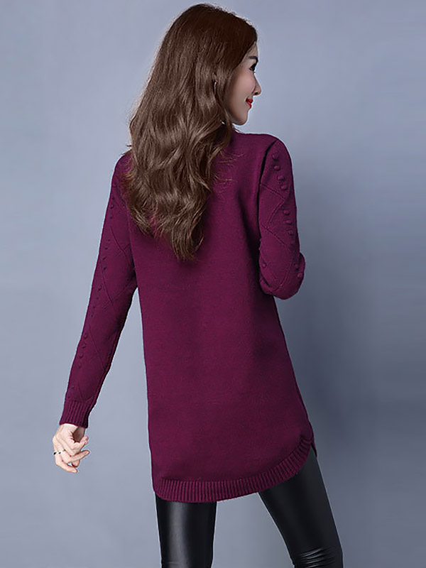 Fuchsia Round Neck Mini Knit Dress