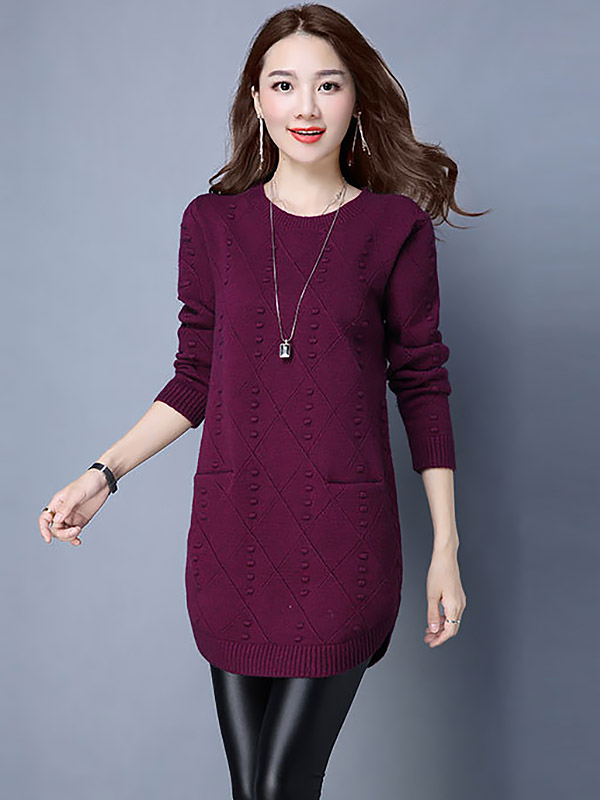 Fuchsia Round Neck Mini Knit Dress