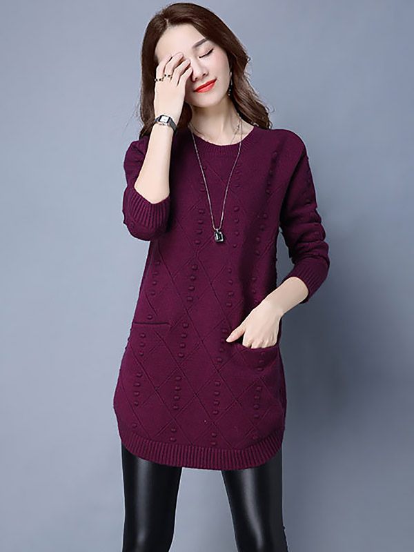 Fuchsia Round Neck Mini Knit Dress