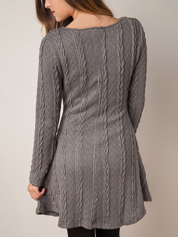 Grey Cable Knit Pattern Dress