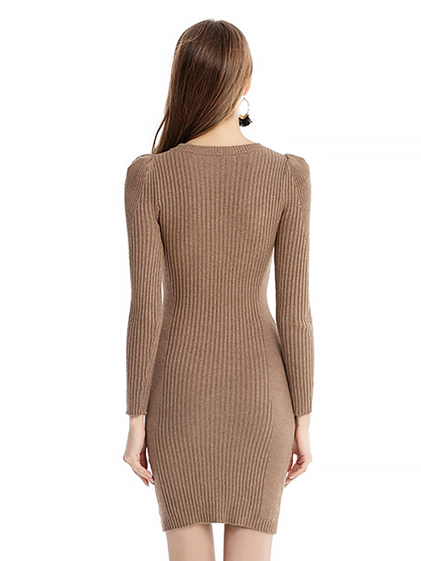 Apricot Sexy Bodycon Midi Knit Dresses