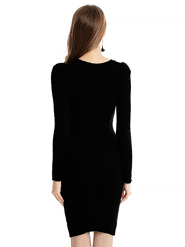 Black Sexy Bodycon Midi Knit Dresses