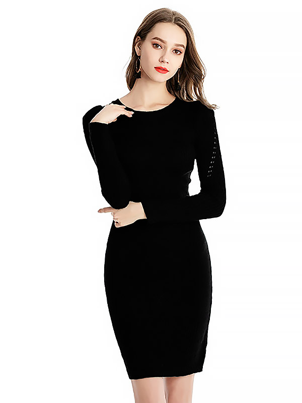 Black Sexy Bodycon Midi Knit Dresses