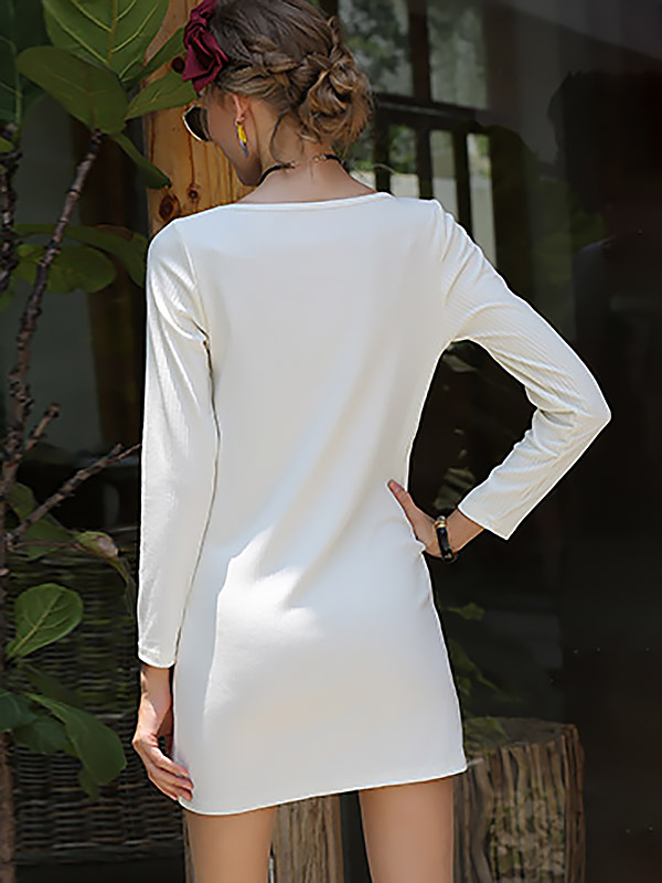 White Minimalism Bodycon Knit Dresses