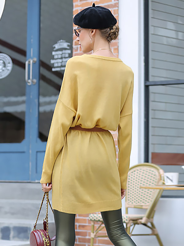 Yellow LOVE Oversized Knit Dresses