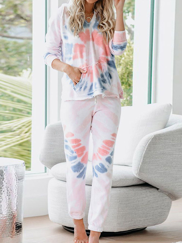 White Gradient Hooded Knit Loungewear Set