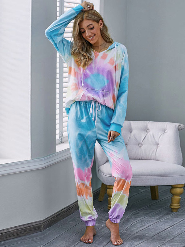 Multicolor Gradient Hooded Knit Loungewear Set