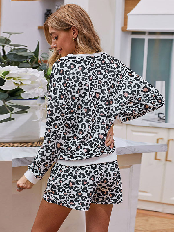 Black Leopard Knit Loungewear Set