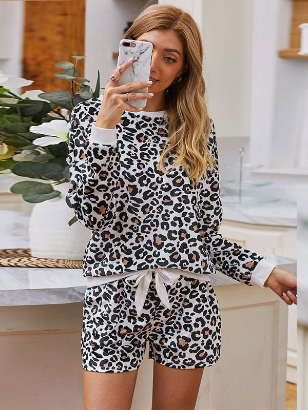 Black Leopard Knit Loungewear Set