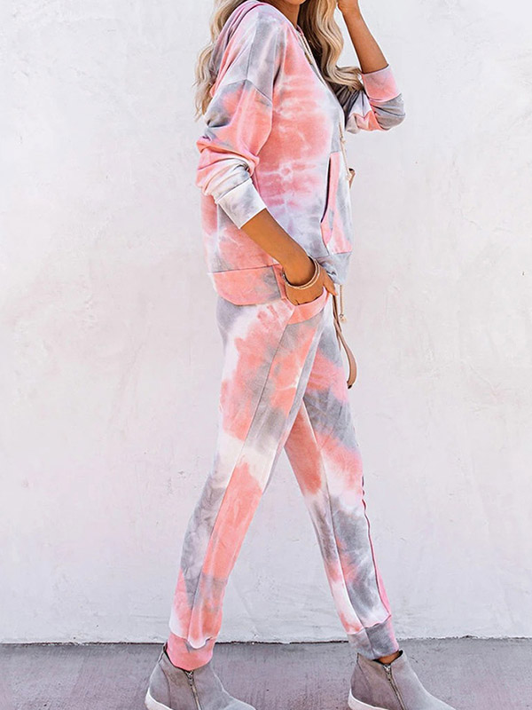 Pink Gradient Print Knit Loungewear Set