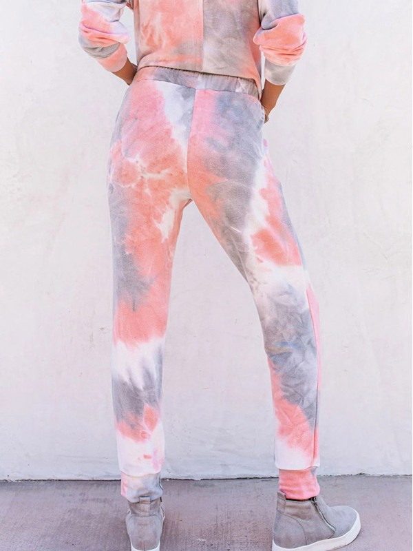 Pink Gradient Print Knit Loungewear Set