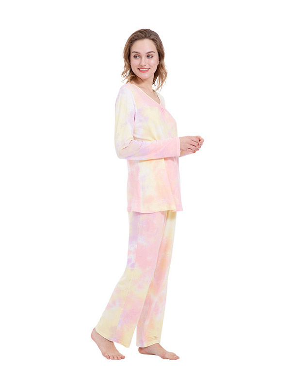 Pink & Yellow Die Tie Loungewear Set