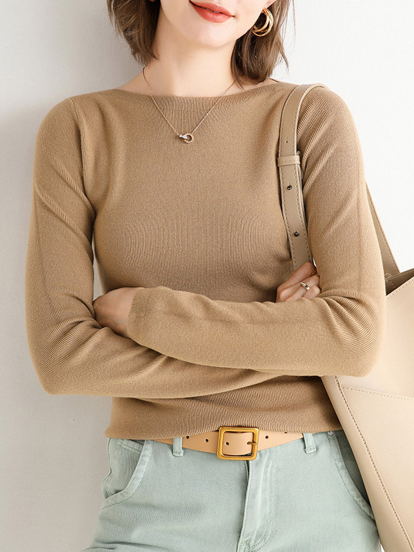 Camel Bodycon Base Knit Sweaters