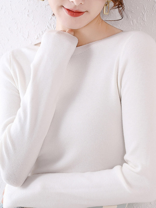 White Bodycon Base Knit Sweaters