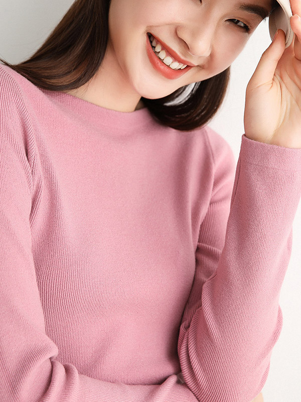 Pink Bodycon Base Knit Sweaters