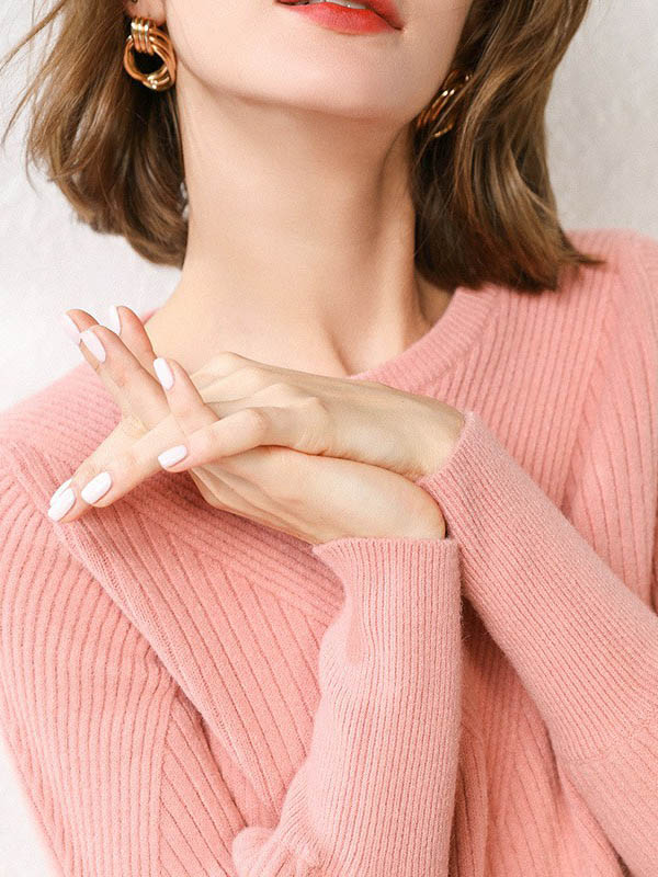 Pink Comfortable Woolen Knitted Sweaters