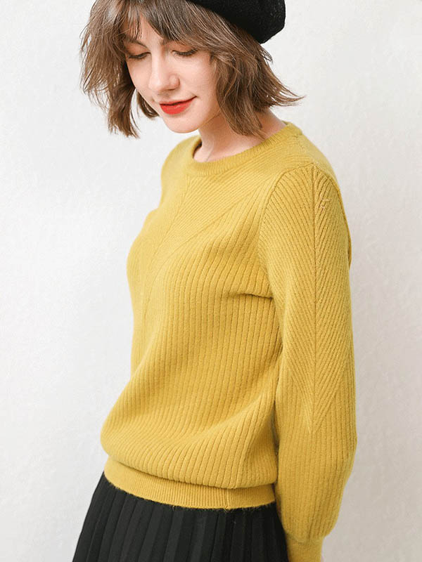 Yellow Comfortable Woolen Knitted Sweaters