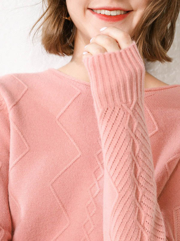 Pink Round Neck With Twist Pattern