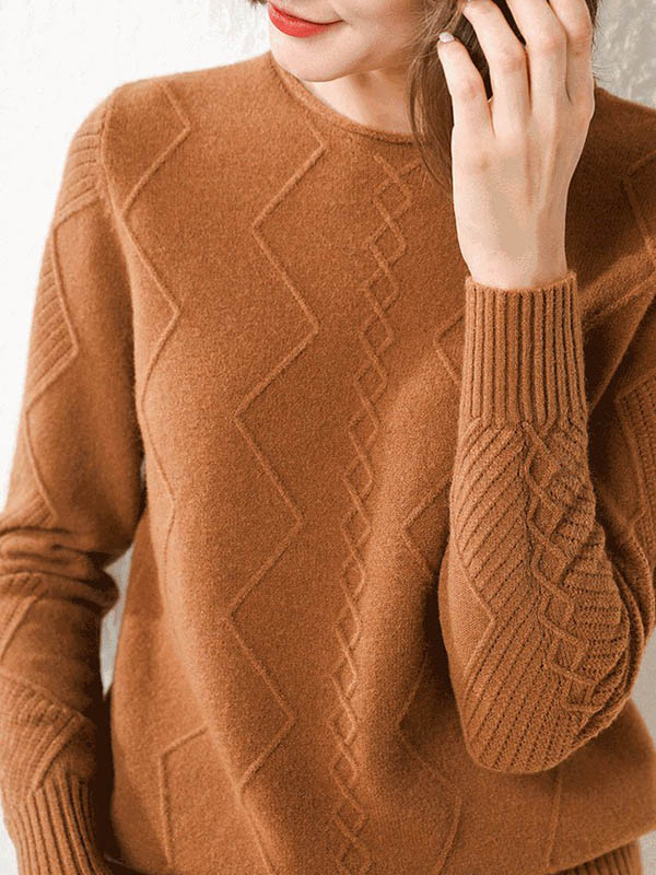 Brown Round Neck With Twist Pattern