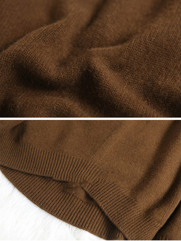 Brown Turtleneck Oversize Knit Sweaters