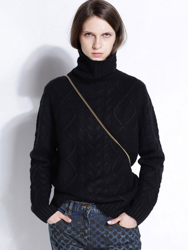 Black Turtleneck Oversize Heavy Knitted Sweaters