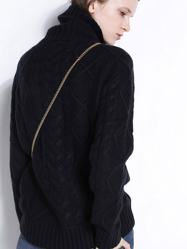 Black Turtleneck Oversize Heavy Knitted Sweaters