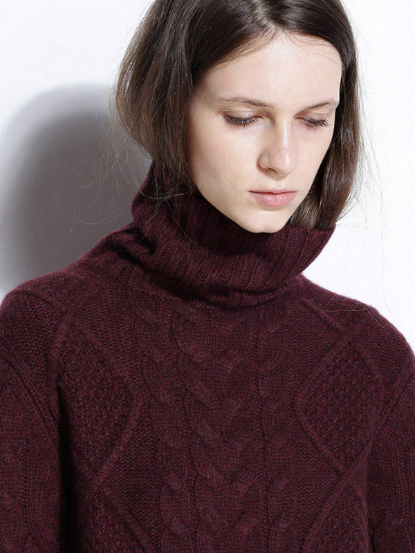 Red Turtleneck Oversize Heavy Knitted Sweaters