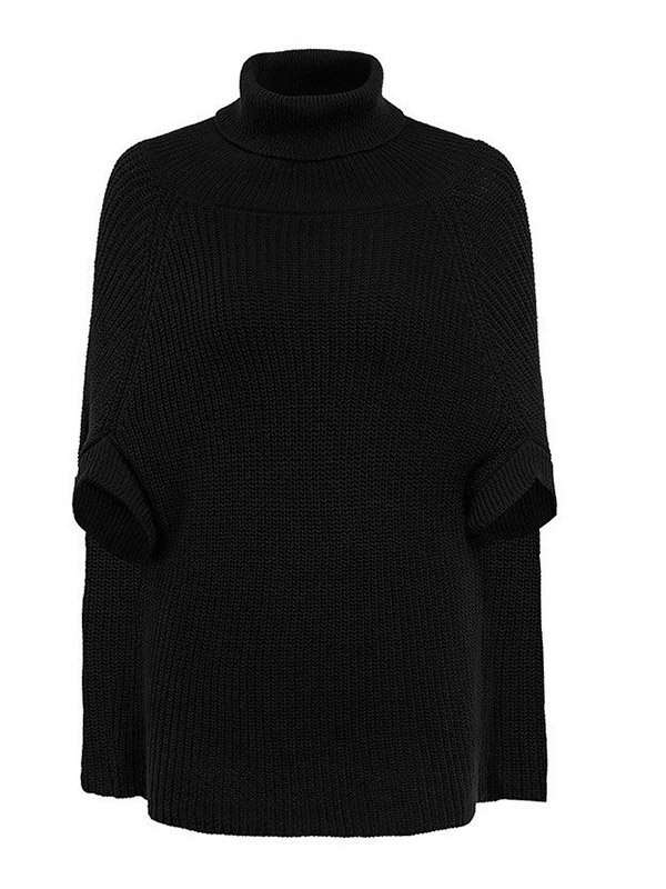 Black Oversize Cape Sleeves Knit Sweaters