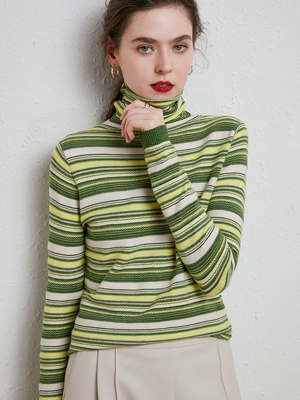 Green Elegant Morandi Color Knit Sweaters