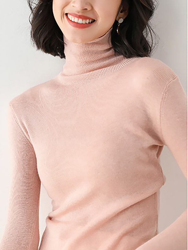 Pink Bodycon Classic Base Knit Sweaters