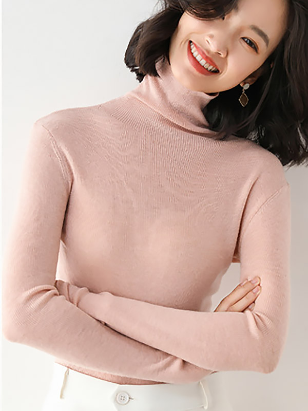 Pink Bodycon Classic Base Knit Sweaters