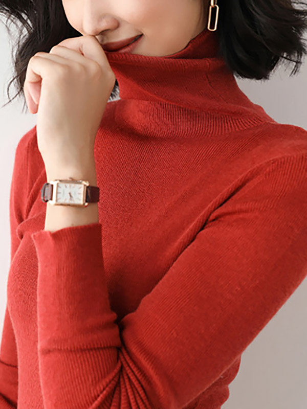 Red Bodycon Classic Base Knit Sweaters