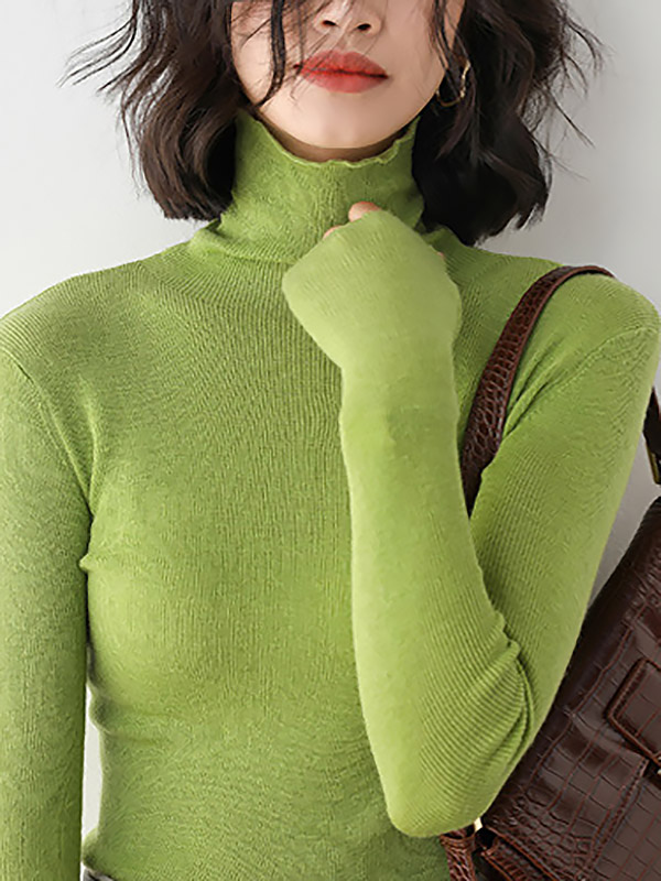 Green Bodycon Classic Base Knit Sweaters