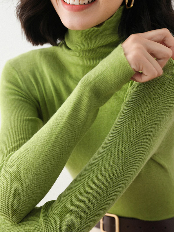 Green Bodycon Classic Base Knit Sweaters