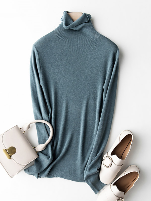 Blue Bodycon Classic Base Knit Sweaters