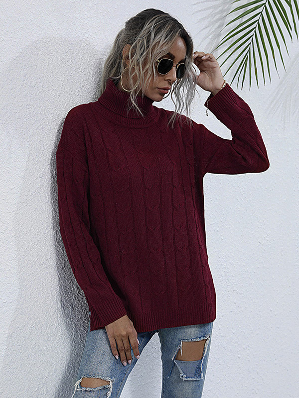 Red Oversize Split Knit Sweaters