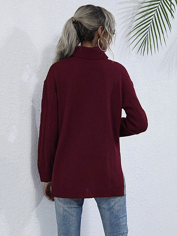 Red Oversize Split Knit Sweaters