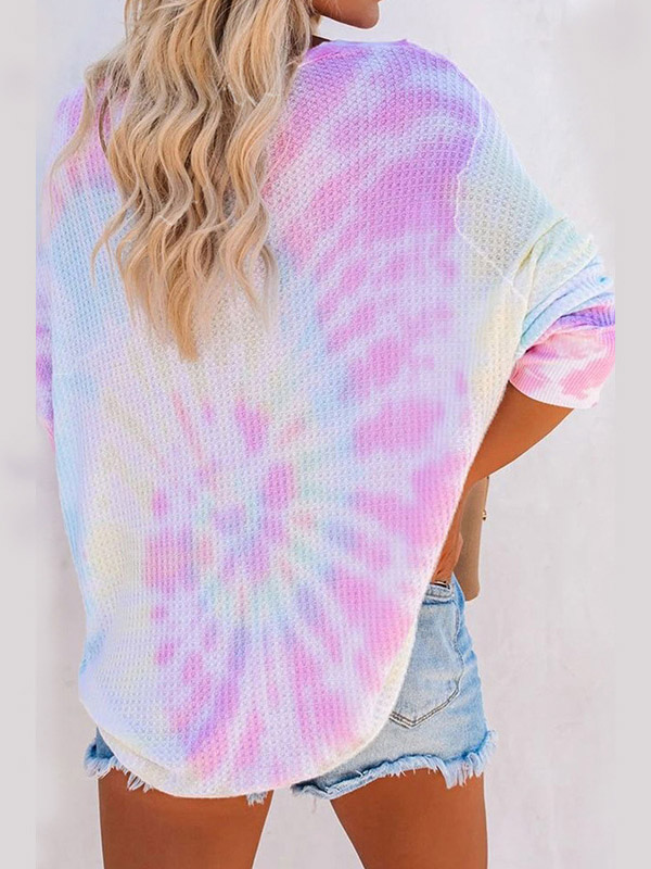 Multicolored Tie-dye Printing Oversize Knit Sweaters