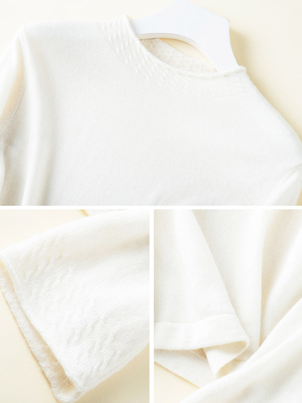 White Stand Collar Bodycon Knit Sweaters