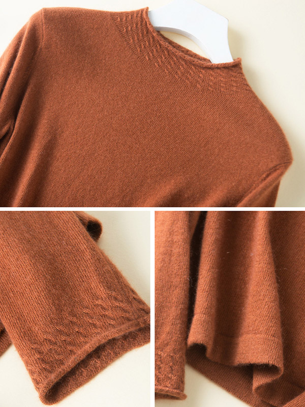 Brown Stand Collar Bodycon Knit Sweaters